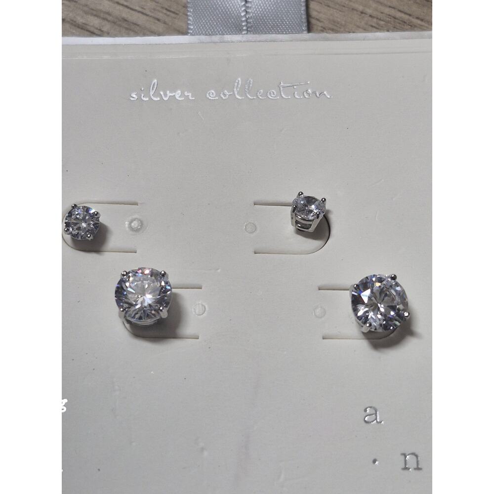 Target 5 Piece Earring Bundle Sterling Silver Square Cut Different Sizes NWT - Picture 4 of 8
